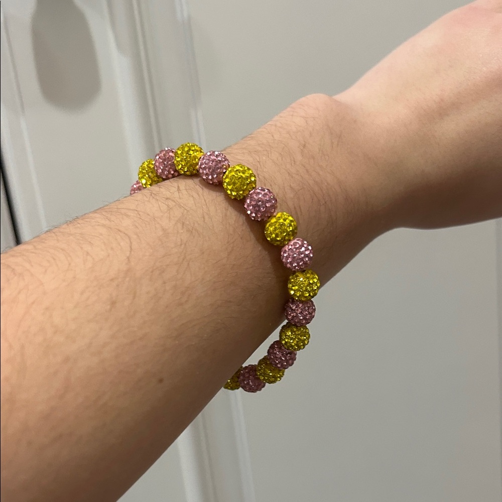 Pink and Yellow Beaded Bracelet